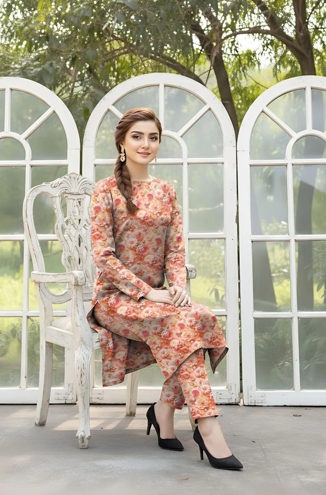 2 Pcs Women's Unstitched Printed Suit