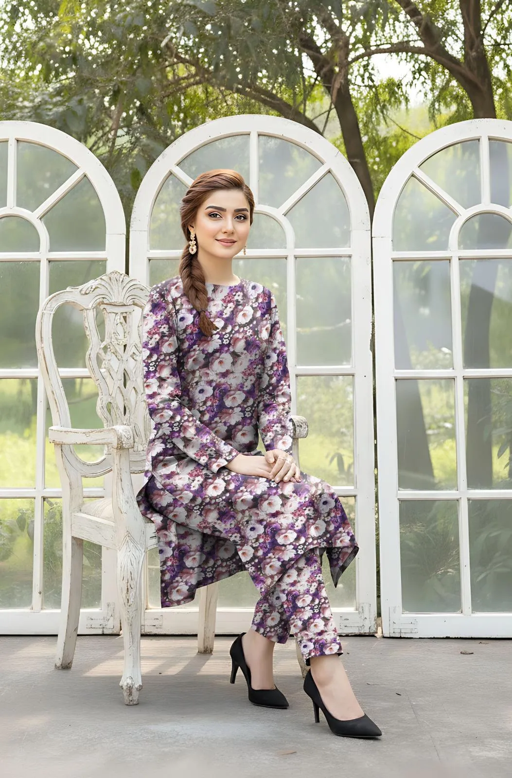 2 Pcs Women's Unstitched Printed Suit