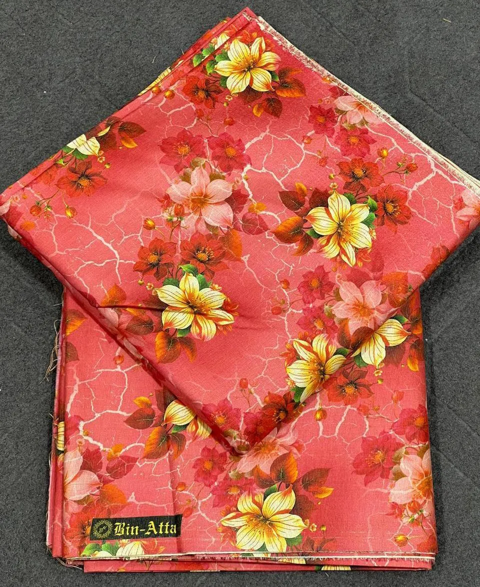 2 Pcs Women's Unstitched Digital Print Suit