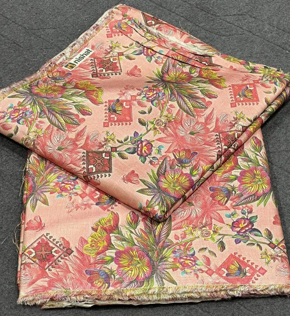 2 Pcs Women's Unstitched Digital Print Suit