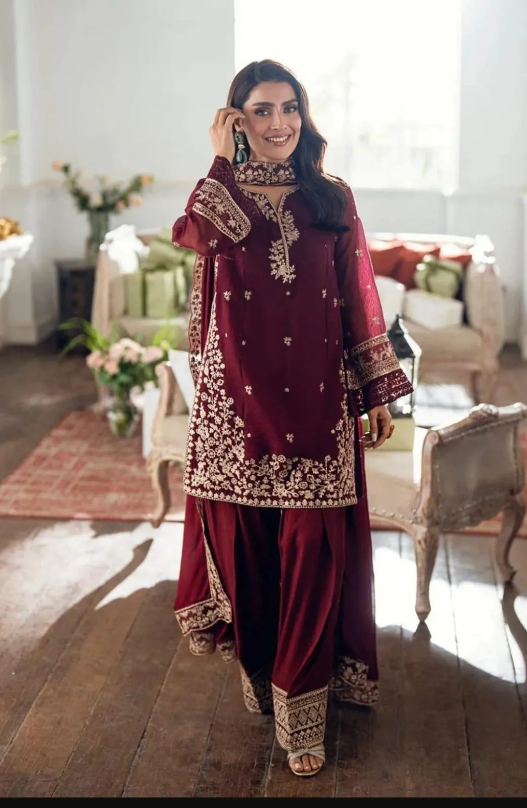 3 Pcs Women's Unstitched Embroidered Suit