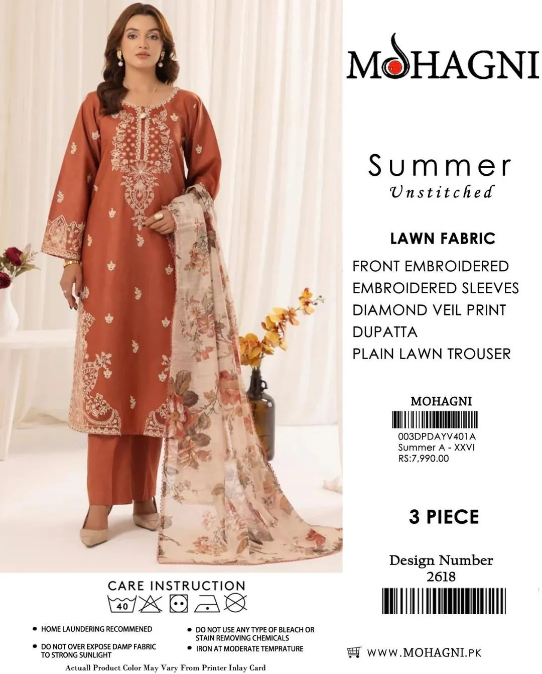 3 Pcs Women's Unstitched Embroidered Suit