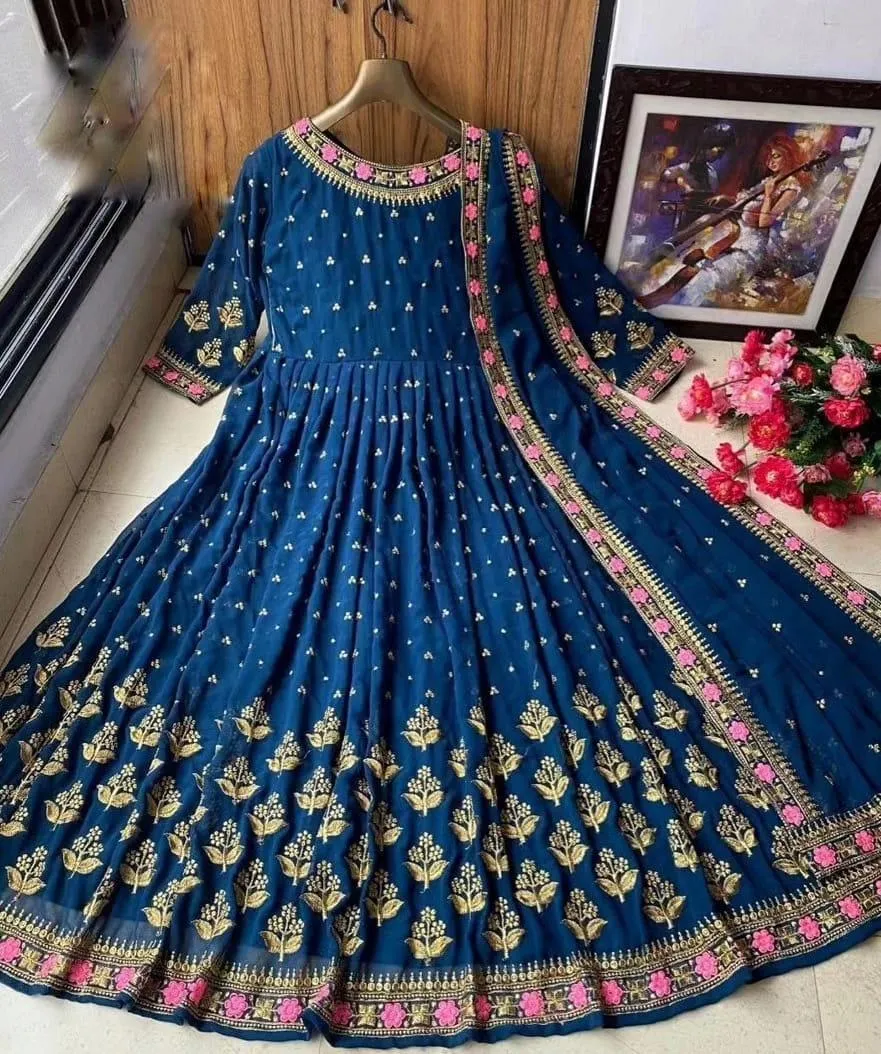 3 Pcs Women's Stitched Shamoz Silk Embroidered Maxi And Trouser