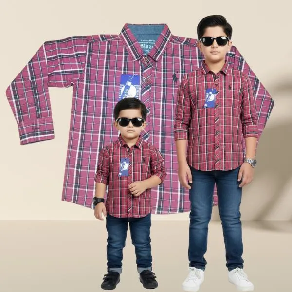 1 Pc Boy's Stitched Check plaid Dress Shirt  button down or button up casual shirt