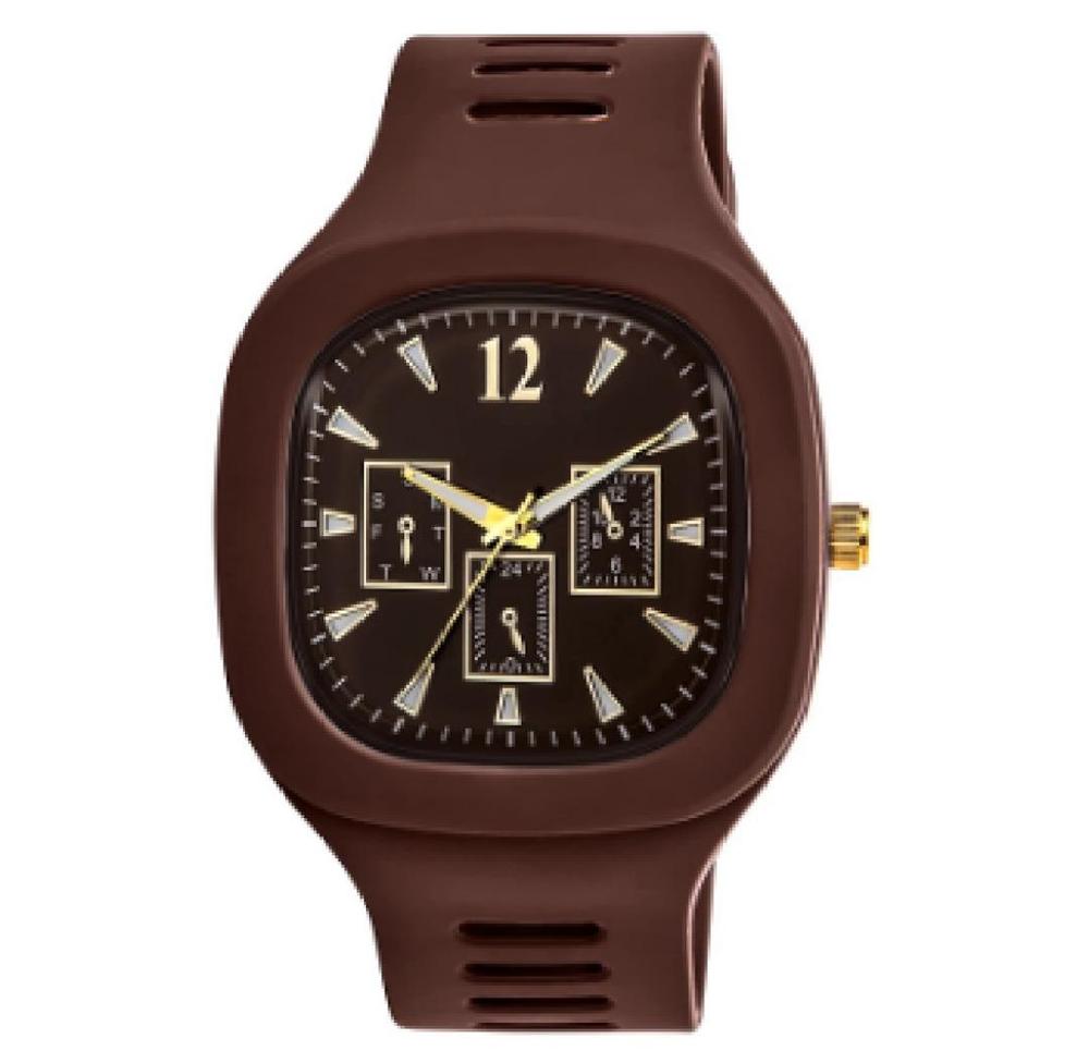 Men's Silicon Analoge Fashionable Watch, Brown