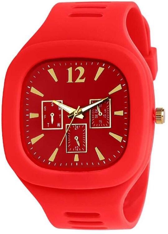 Men's Silicon Analoge Fashionable Watch, Red