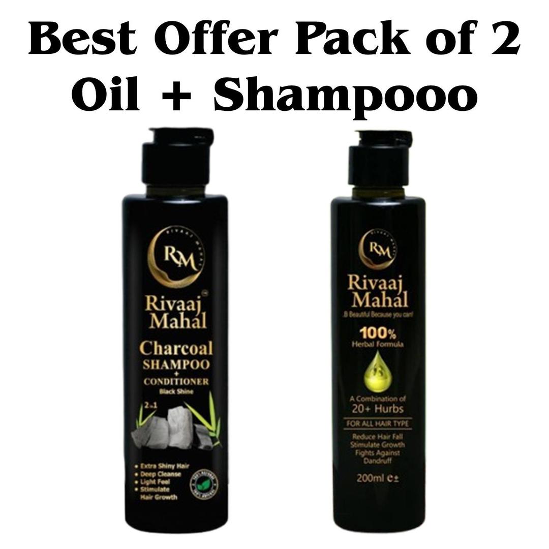 Revitalize Your Hair with 2 in 1 Charcoal Shampoo & Hair Oil - Pack of 2