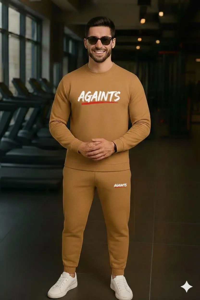 2 Pcs Men's Fleece Printed Sweatshirt Track Suit