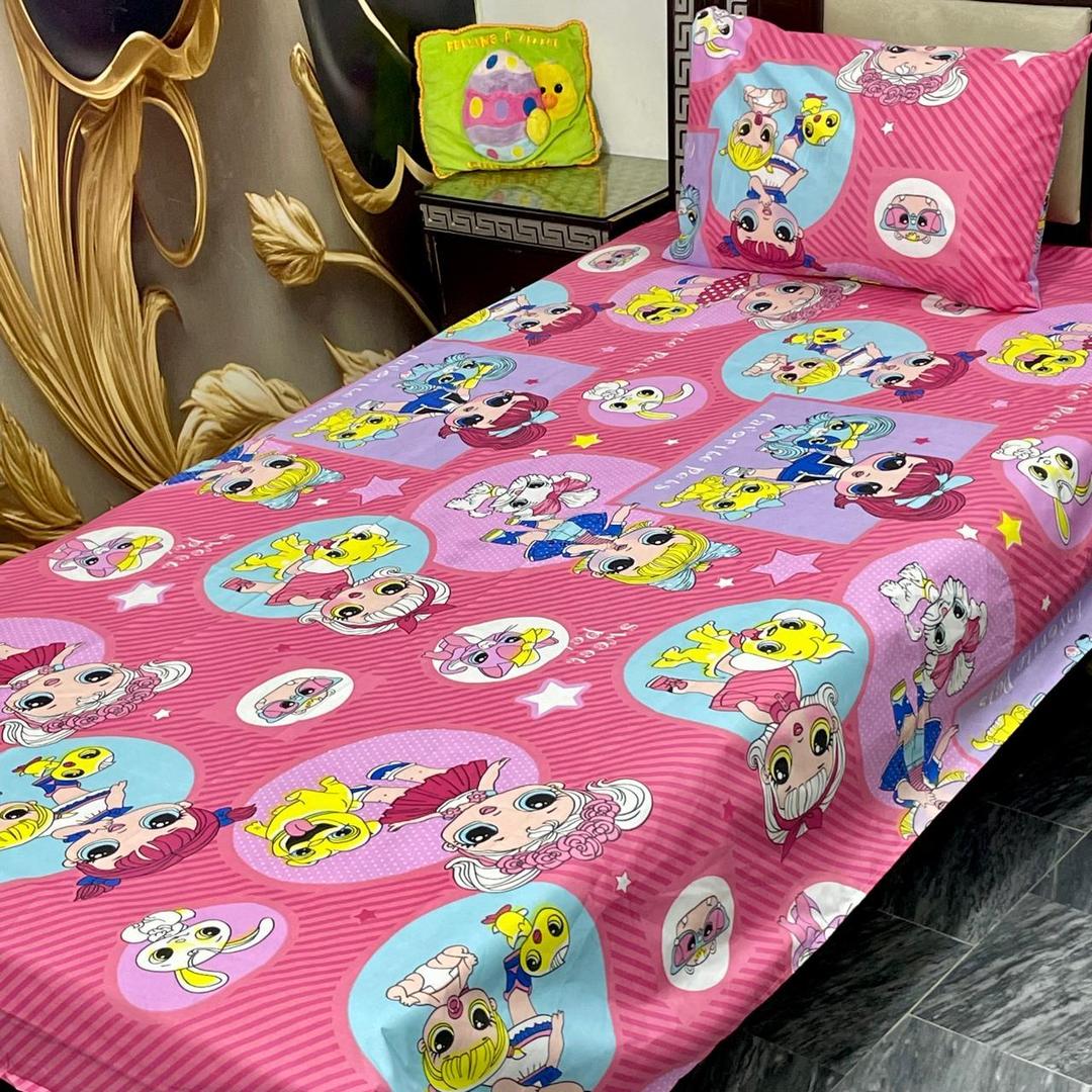 Charming Pink Printed Cotton Single Bedsheet Set - 2 Pcs