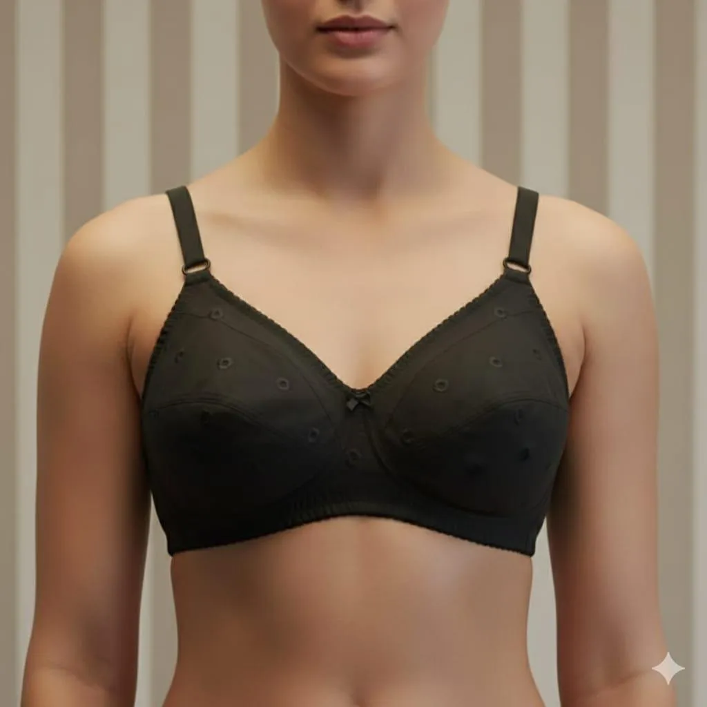 Cotton Embroidered Lightweight And Breathable Non-Padded Bra