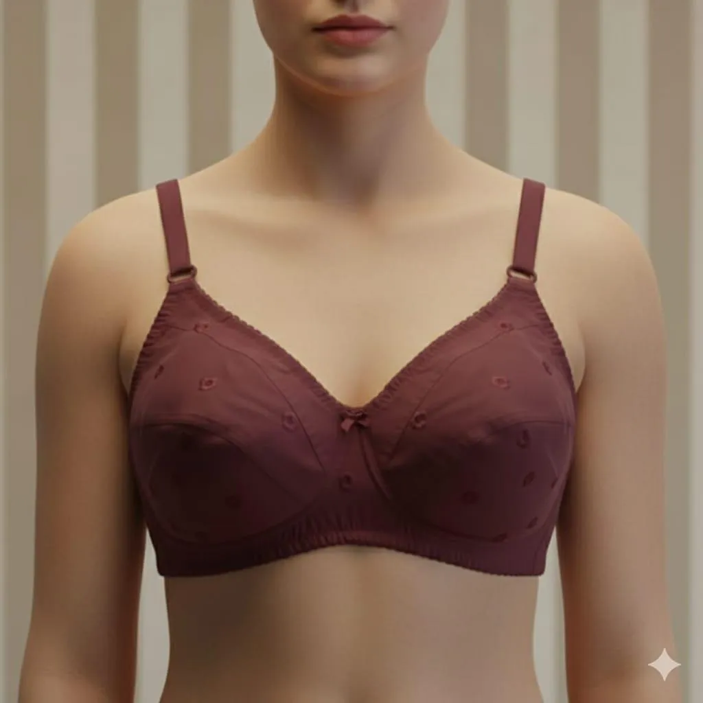 Cotton Embroidered Lightweight And Breathable Non-Padded Bra