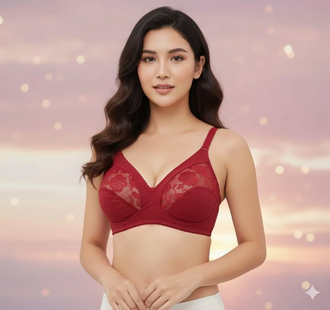 Jersey Lace Work Comfortable And Breathable Non-Padded Bra