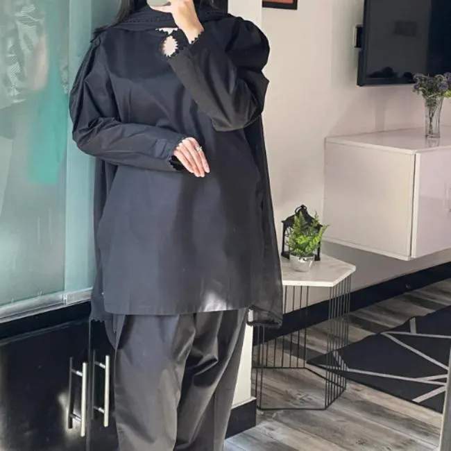 2 Pcs Women's Stitched Katan Silk Plain Shirt And Trouser