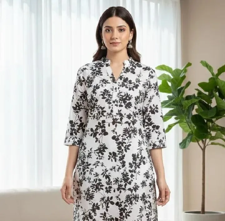 2 Pcs Women's Stitched Linen Printed Shirt And Trouser