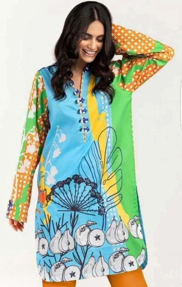 1 Pc Women's Unstitched Printed Shirt