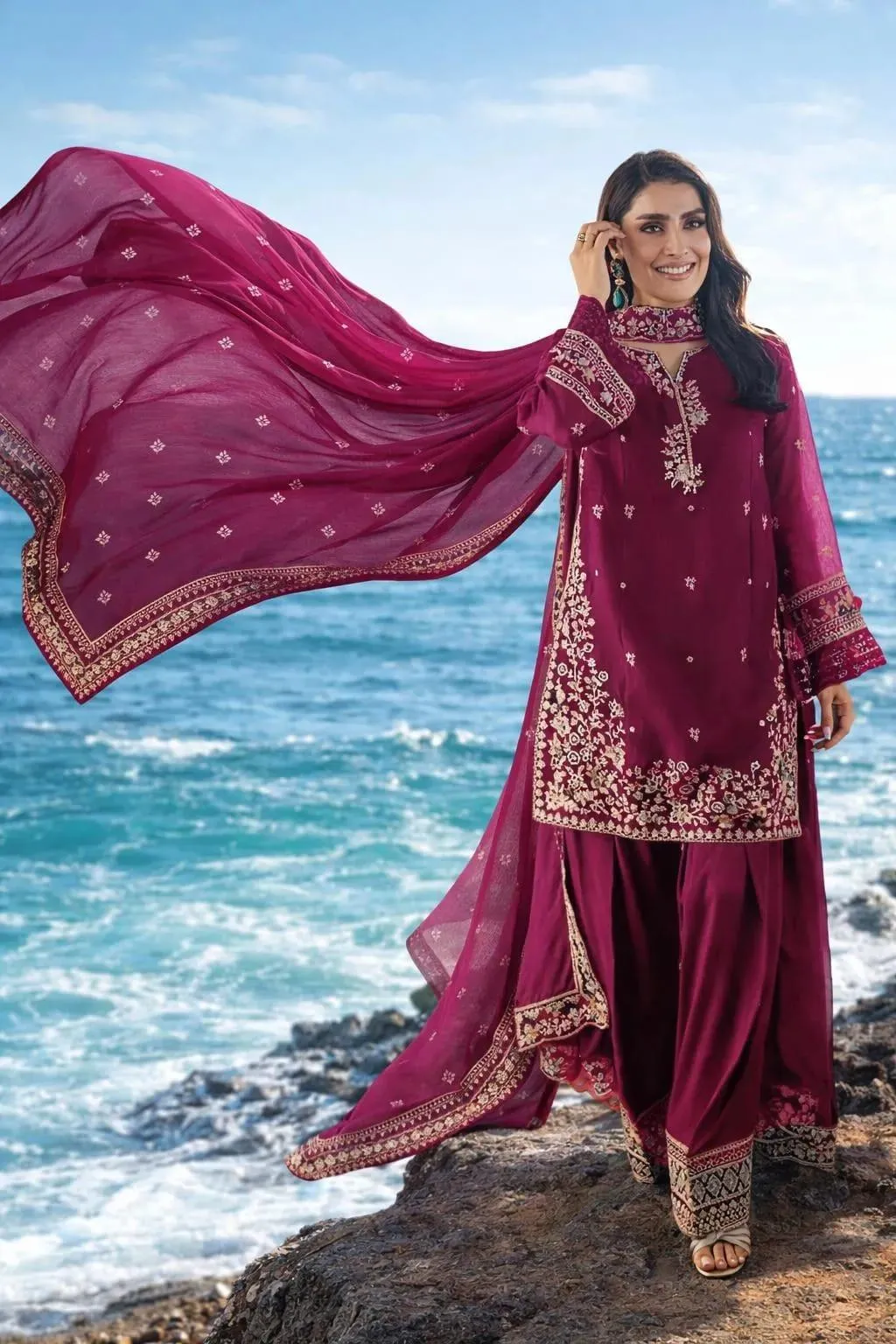 3 Pcs Women's Unstitched Embroidered Suit