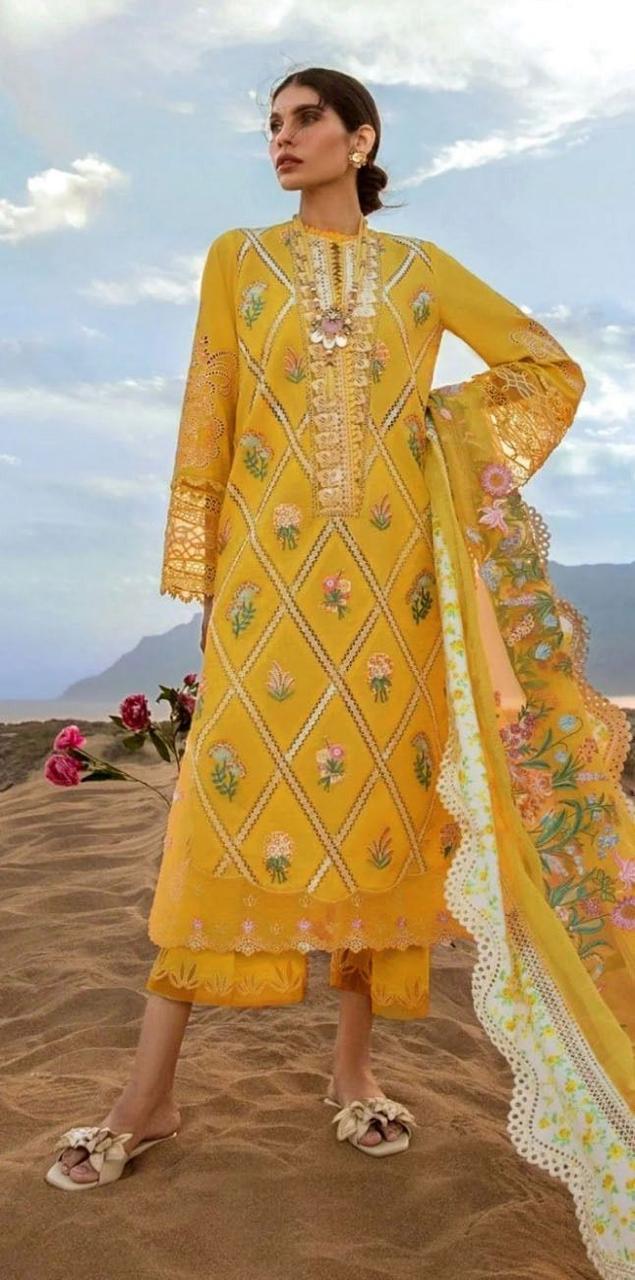 3 Pcs Women's Unstitched Embroidered Suit