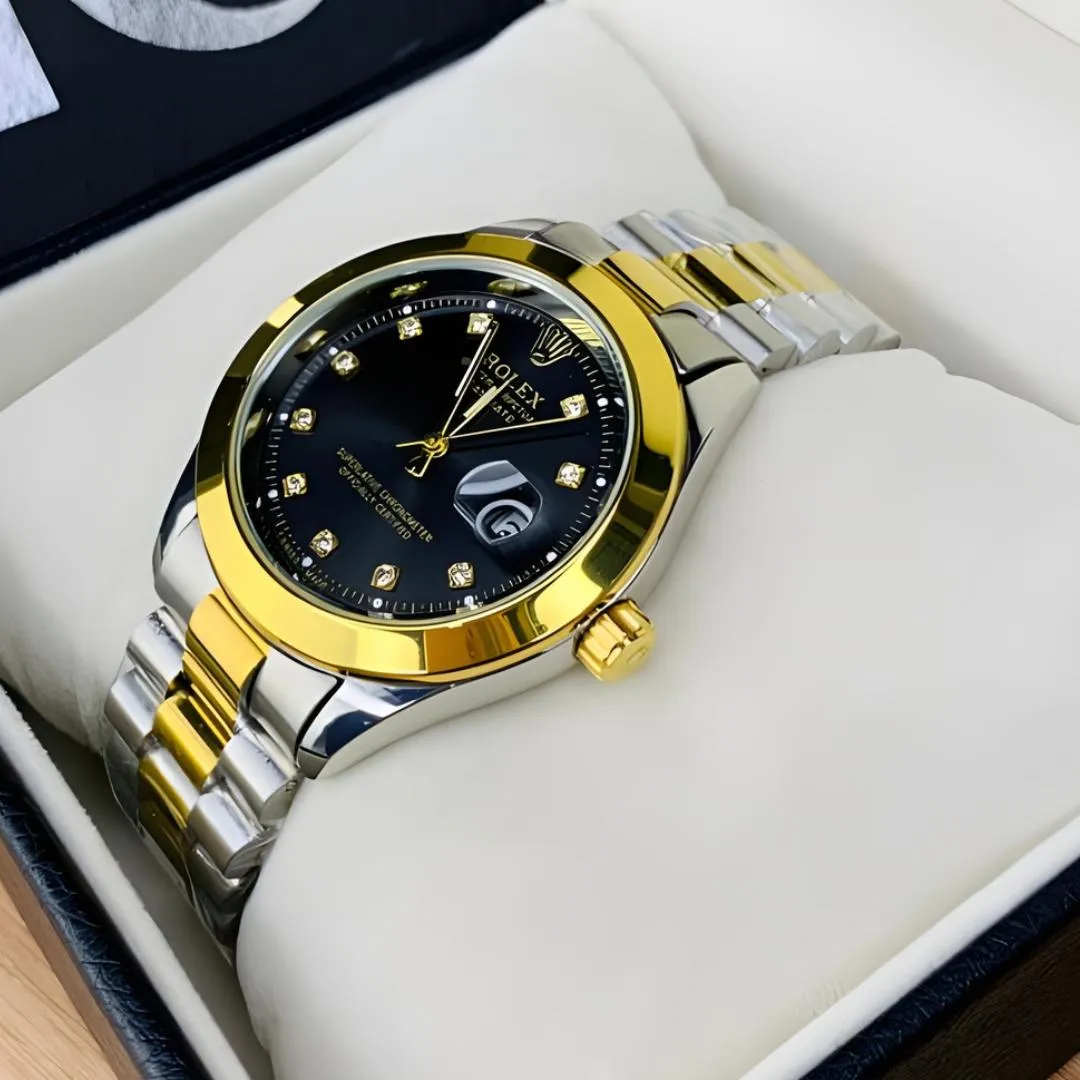 Men's Luxury Gold & Silver Chain Watch