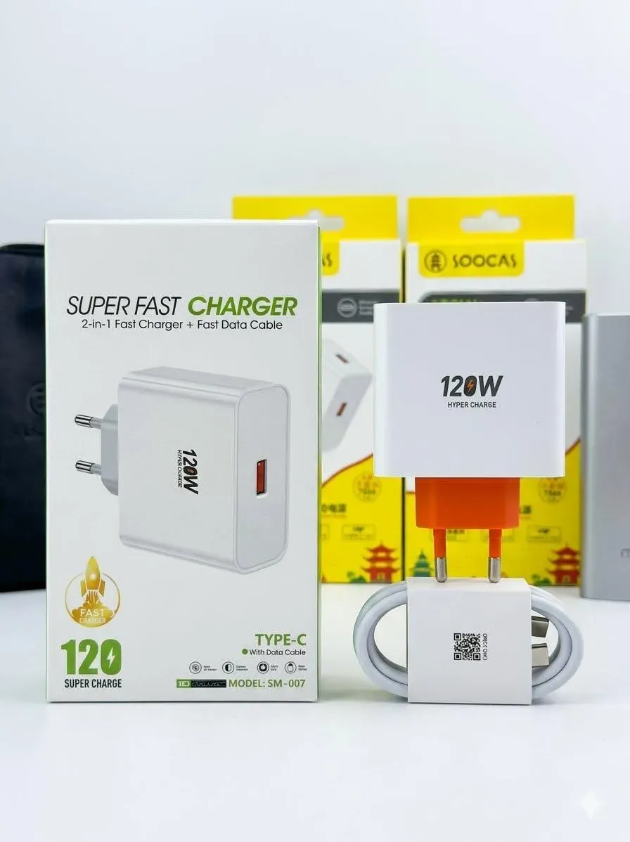 120W High Speed Power Adapter Plug Power Delivery & Quick Charge 3.0 Mobile Phone & Tablet Travel Desktop Charger Block