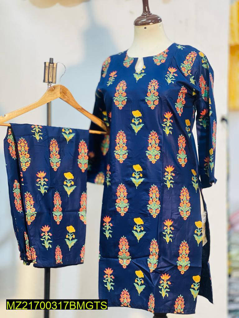 Floral 3D Block Printed 2pc Suit