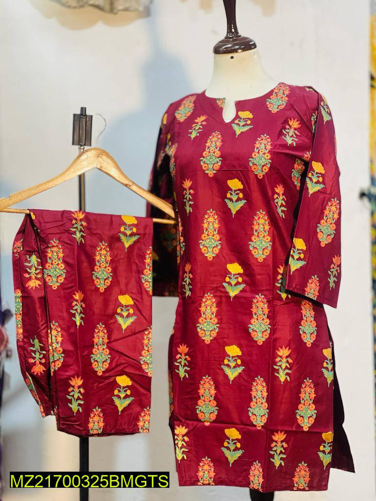 Floral 3D Block Printed 2pc Suit