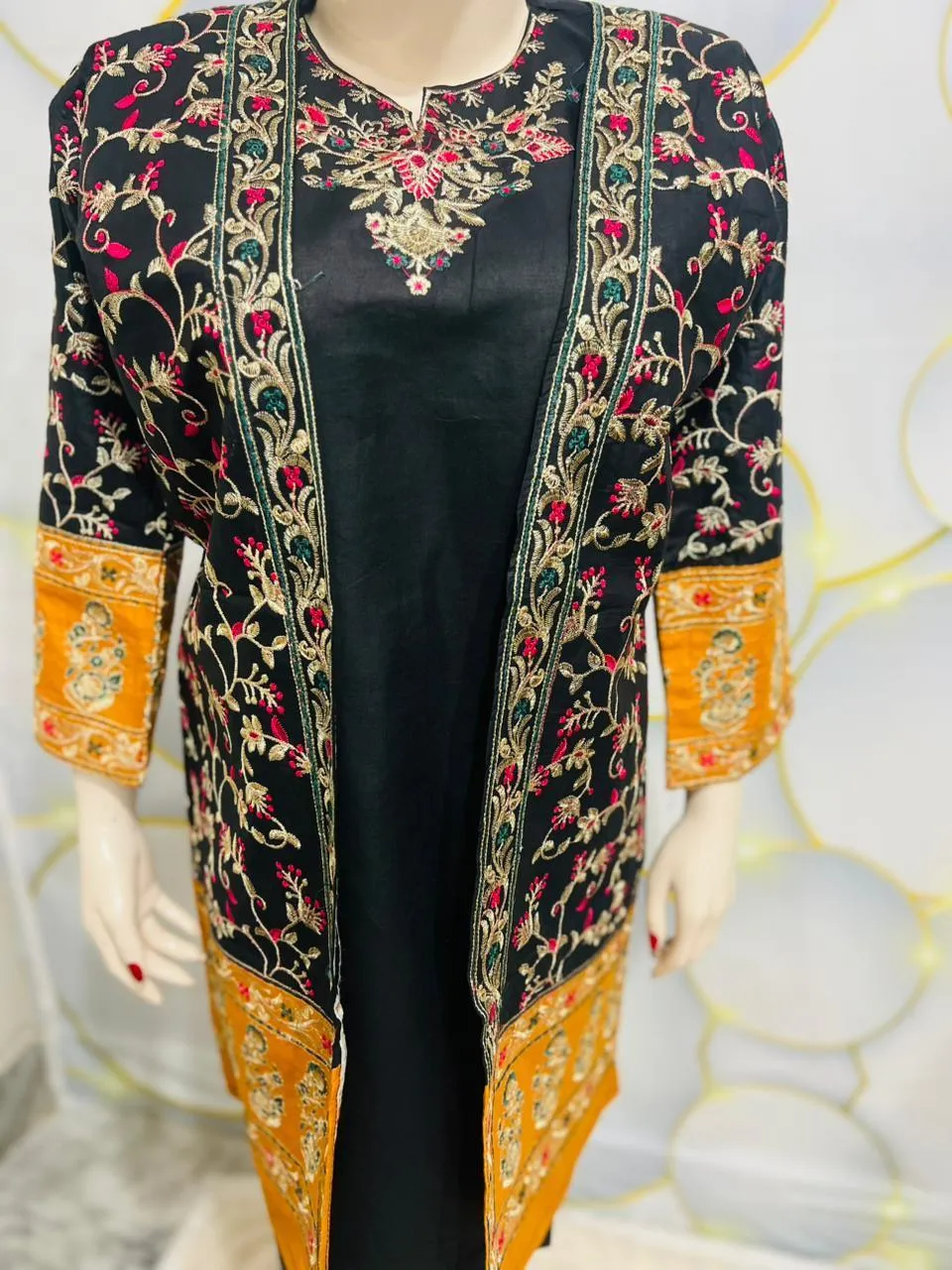 Black Embroidered 3 Pcs Gown Suit for Eid 2026