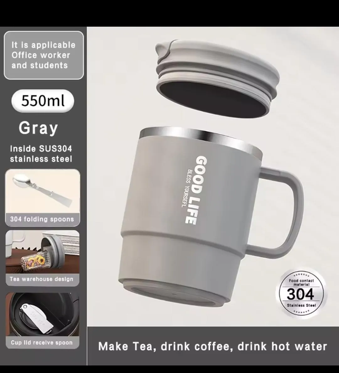 Travel Insulated Mug - 550ml Capacity - 1 Pc Black/Grey/White