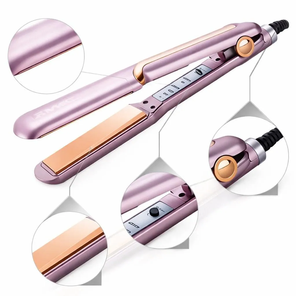 Kemei Ceramic Hair Straightener Purple Salon Quality 350g