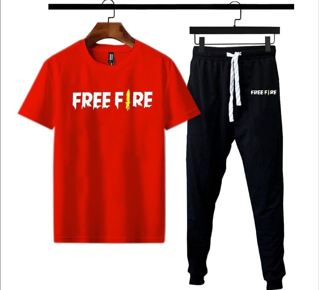 Men's Printed Polyester Track Suit - 2 Pcs Set in Red