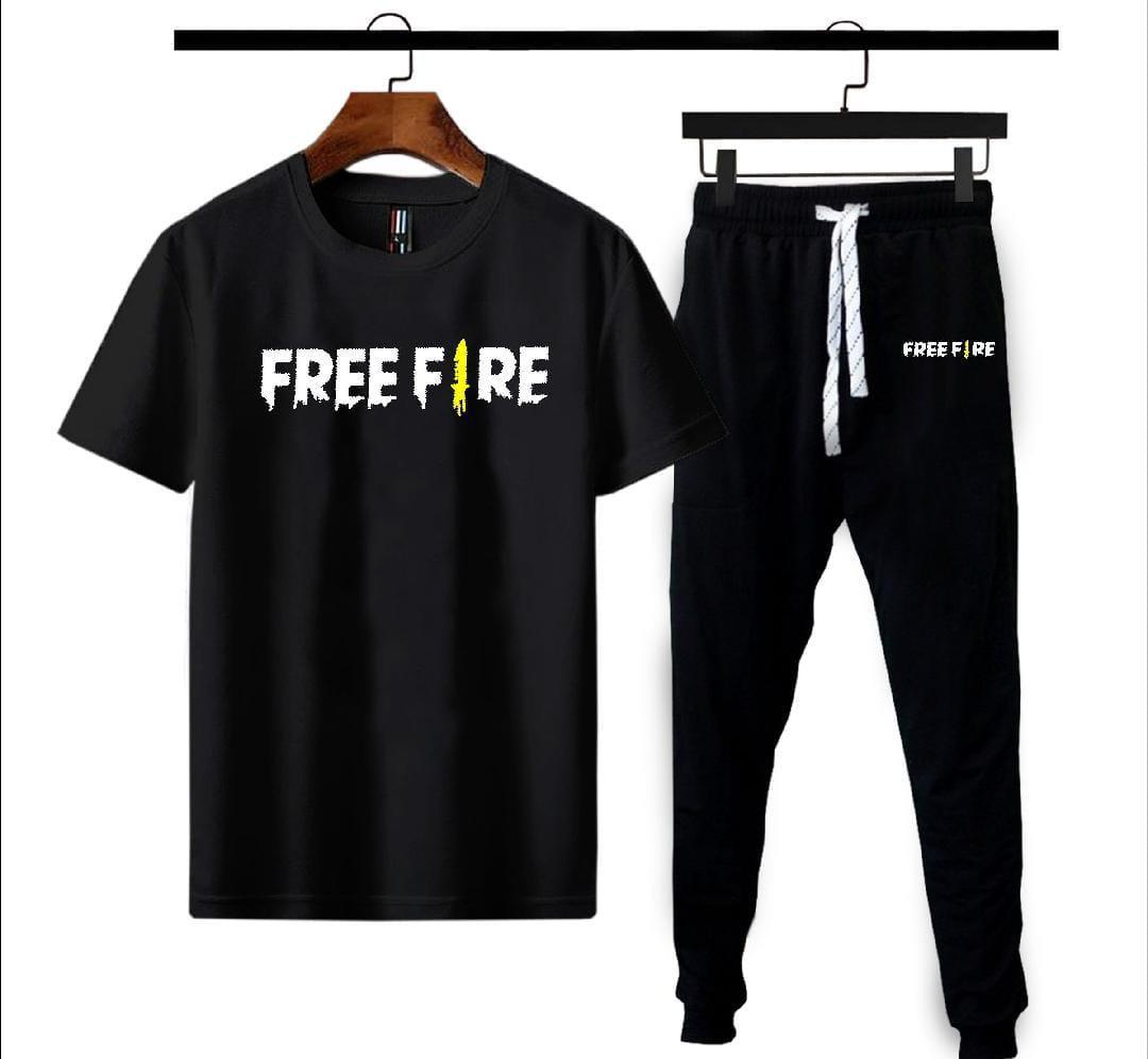 Men's Printed Polyester Track Suit - 2 Pcs Set in Black