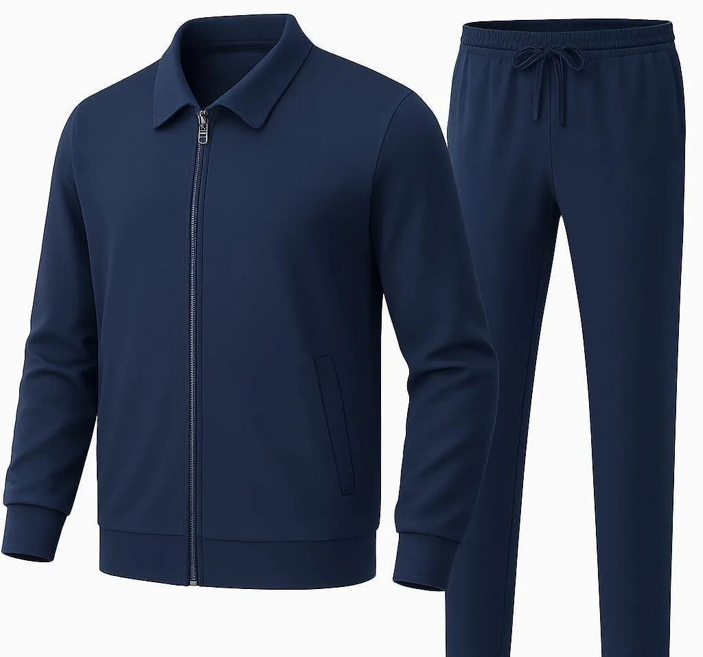 blue coler Fleece Plain Zipper Track Suit