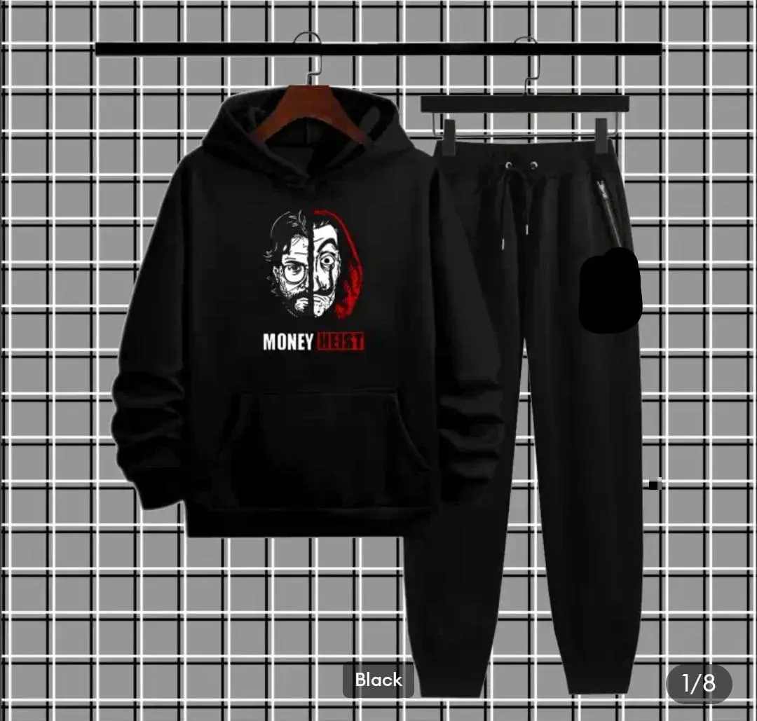 Fleece Printed Hoodie Track Suit