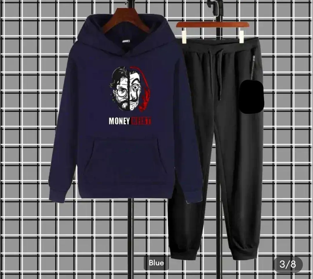 Fleece Printed Hoodie Track Suit