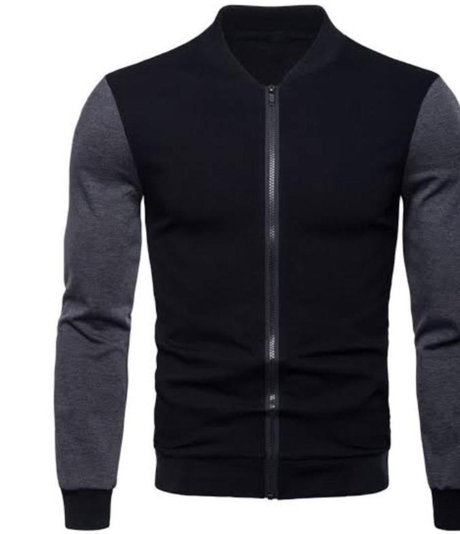 Men's Polyester Plain Jacket - 1 Pc in Black or Grey