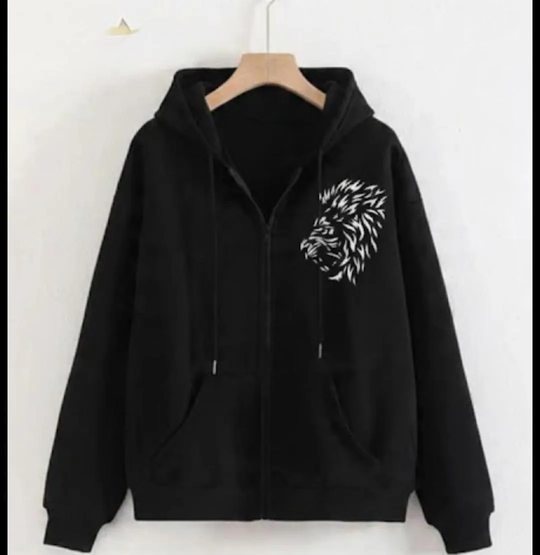 Cotton Fleece Printed Zipper Hoodie