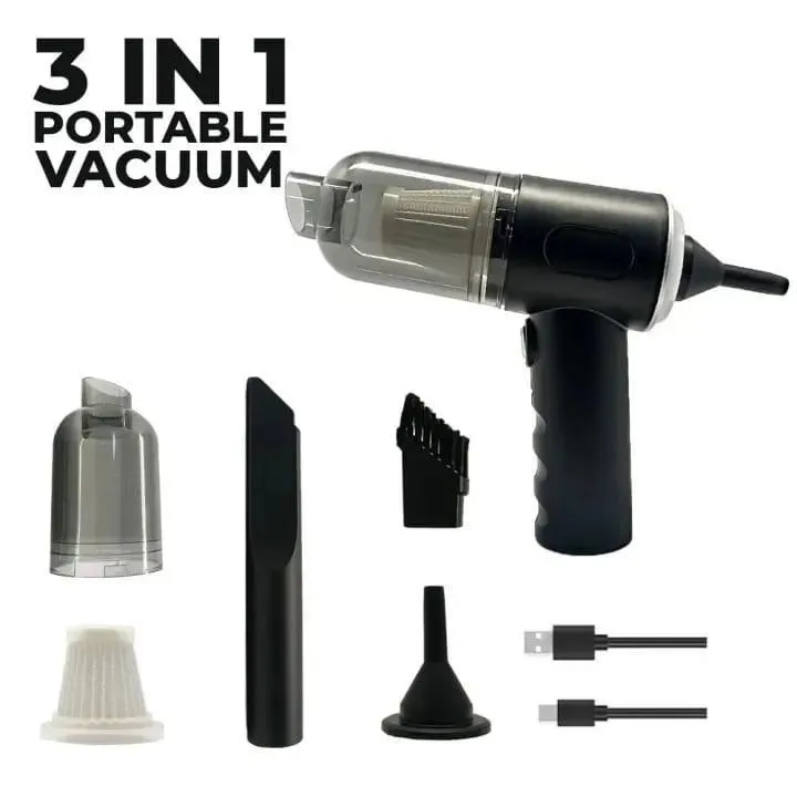 Portable 3-in-1 Vacuum Cleaner Black ABS