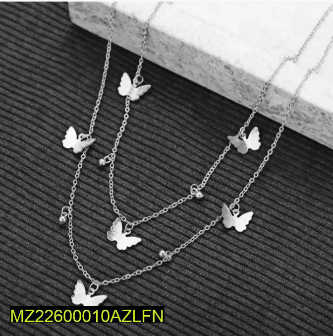 Beautiful Butterfly Necklace In Silver