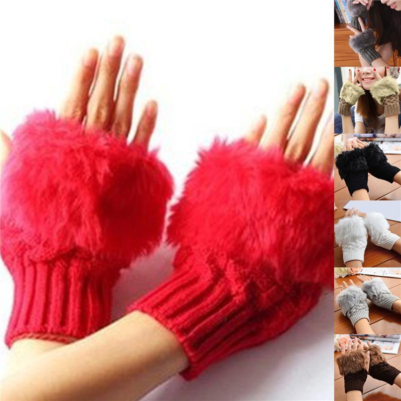 2 Pcs Wool Fingerless Gloves