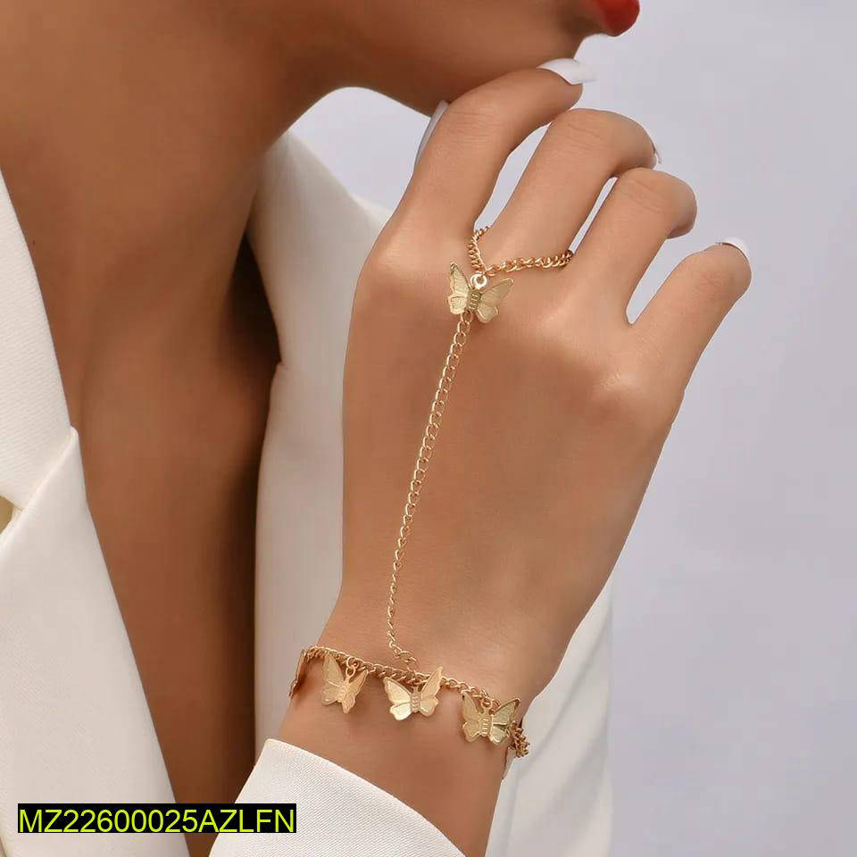1 Pc Alloy Gold Plated Modern Butterfly Charm Bracelet