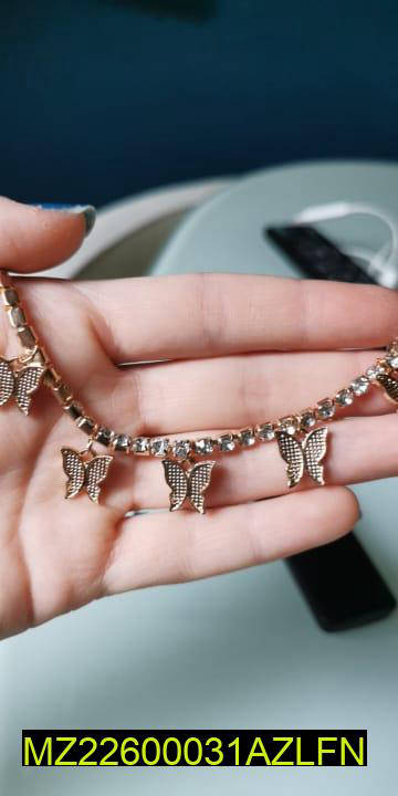 Golden Butterfly Choker with Rhinestones for Women
