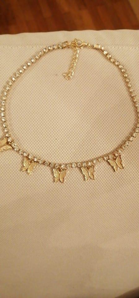 Golden Butterfly Choker with Rhinestones for Women