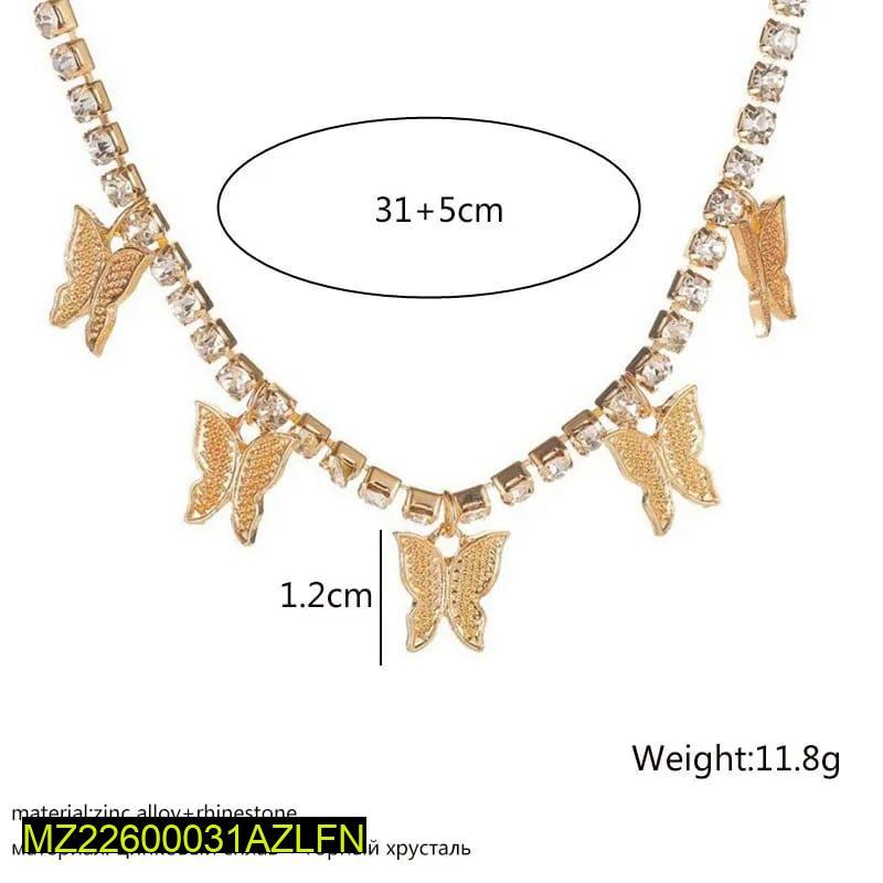 Golden Butterfly Choker with Rhinestones for Women