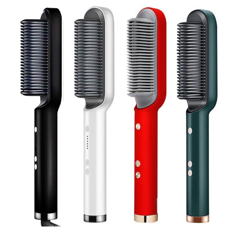 Heat Protection Hair Straightener Brush Green Multi-Function