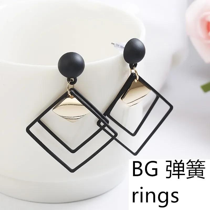 Square Earrings Black Gold Lightweight Eid Gifting