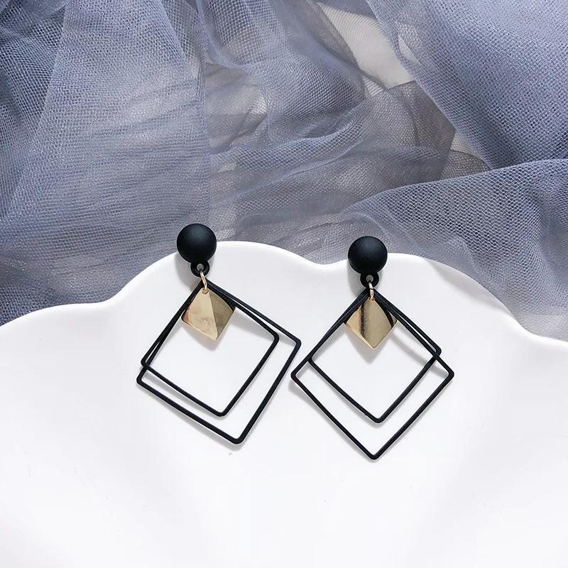 Square Earrings Black Gold Lightweight Eid Gifting