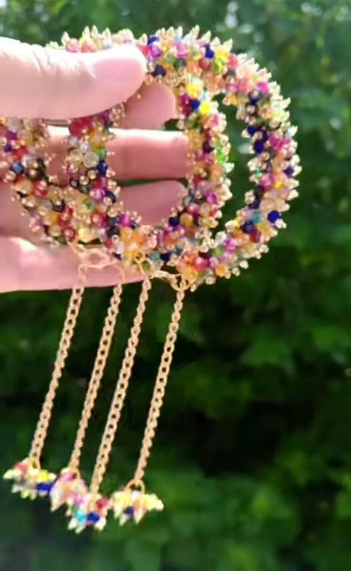 Multicolor Crystal Gajrey Bracelets Set for Women