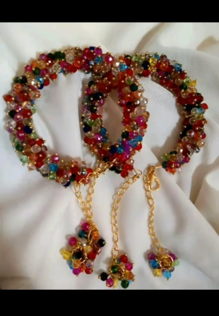Multicolor Crystal Gajrey Bracelets Set for Women