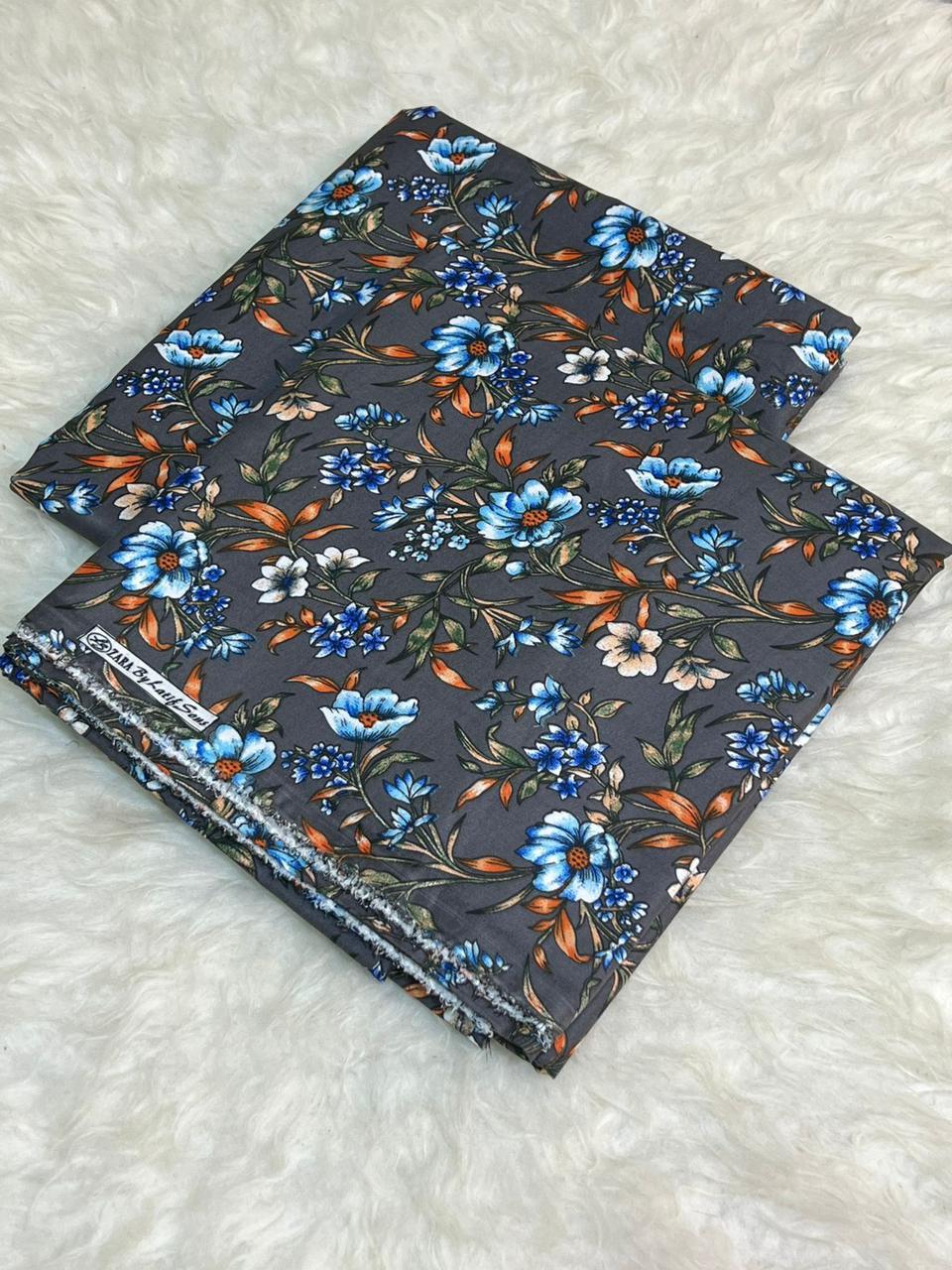 2 Pcs Women's Unstitched Printed Suit