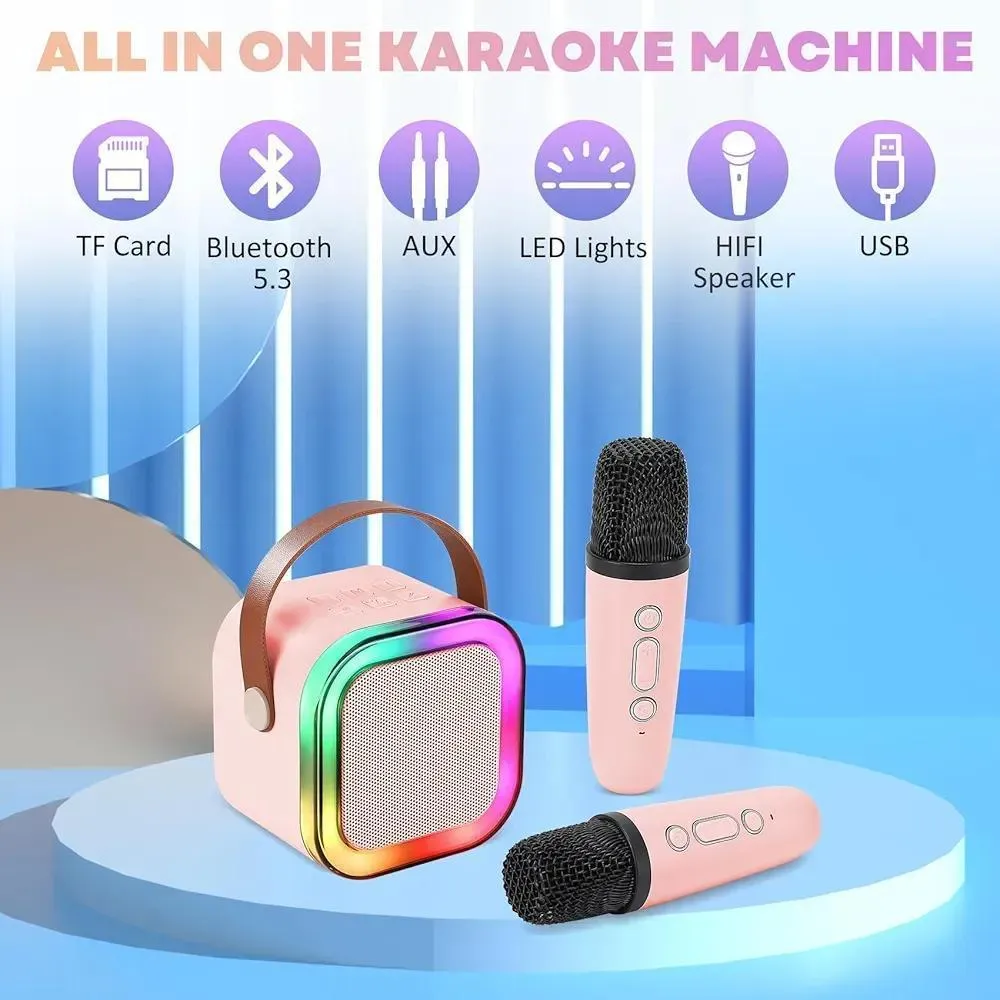 Wireless Karaoke Speaker with RGB Lights for Kids