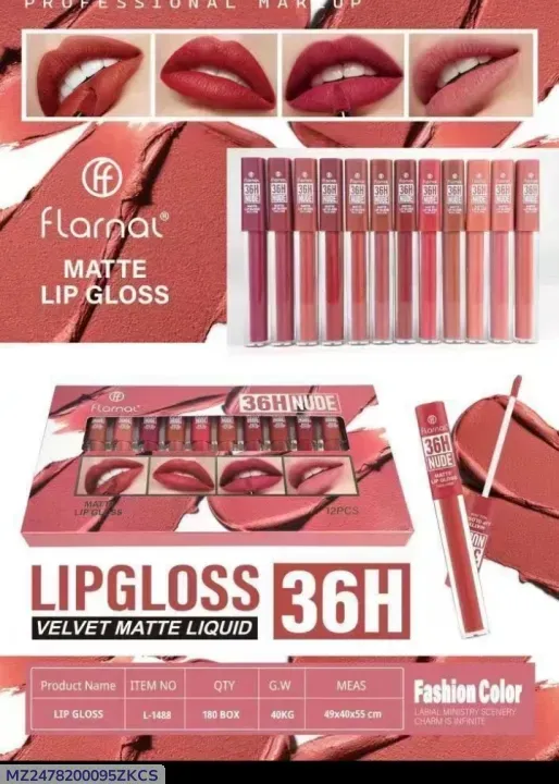 Floral Matte Lip Gloss 36H Long Lasting Waterproof Set